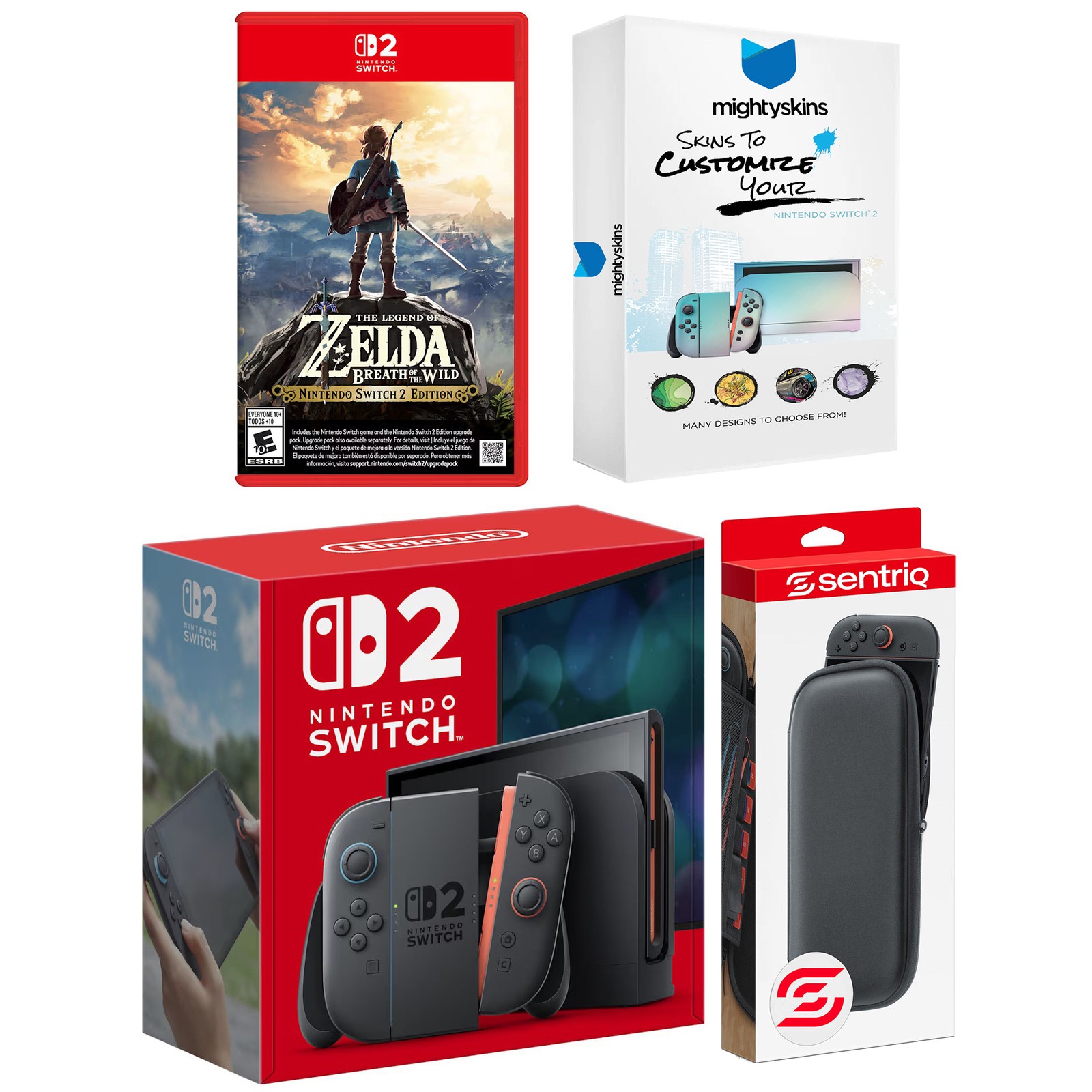 Nintendo Switch 2 with Zelda Breath of the Wild and MightySkins Code Bundle