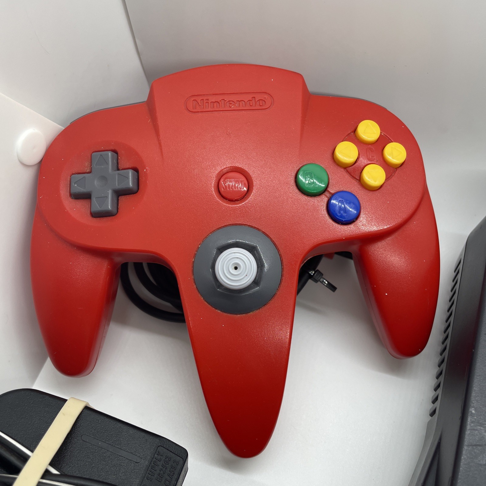 Nintendo 64 N64 Video Game Console NUS-001 Gray W OEM Red Controller & Cables