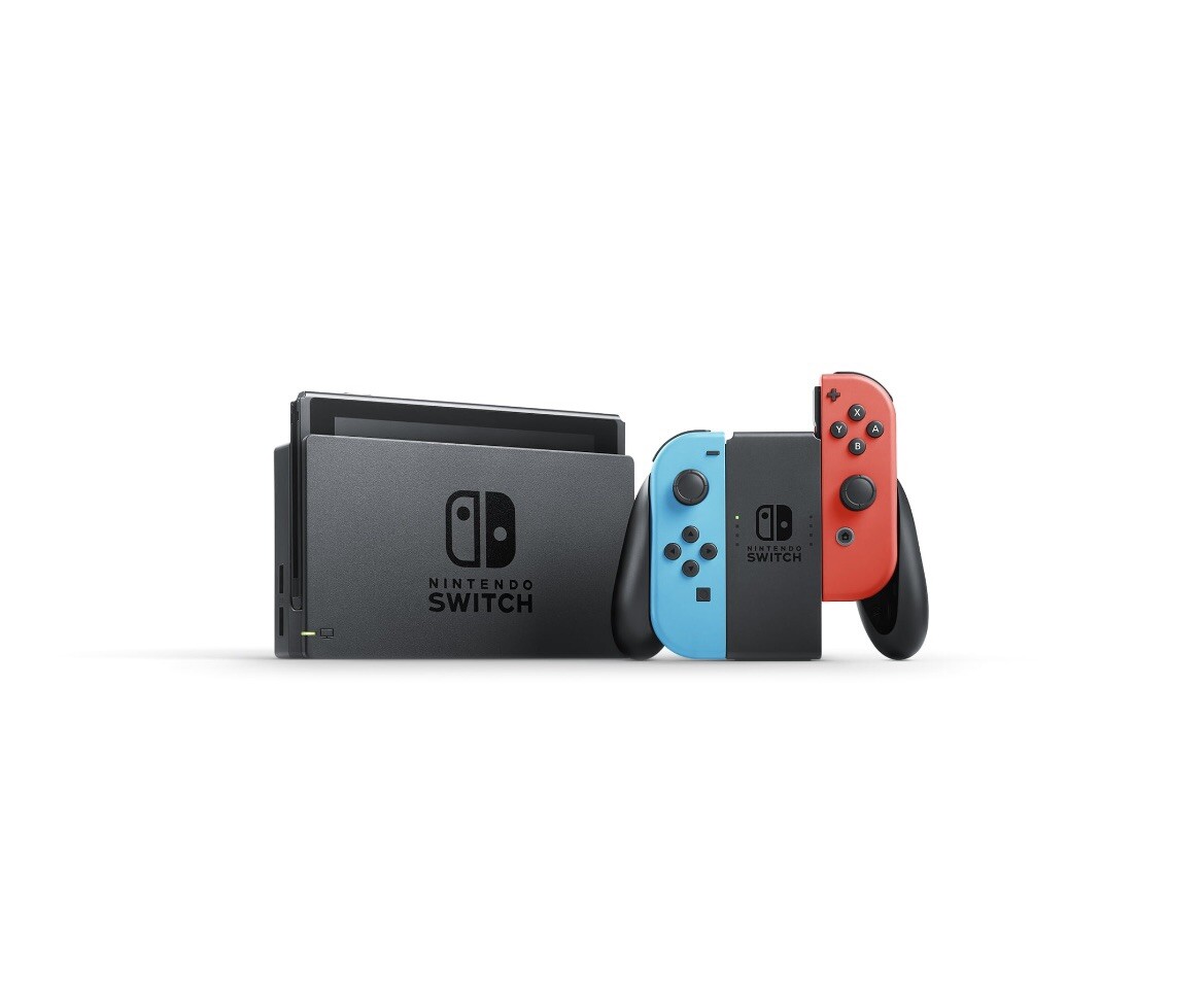 Nintendo Switch HAC-001(-01) with Blue and Red Joy-Con Controllers and Mario…