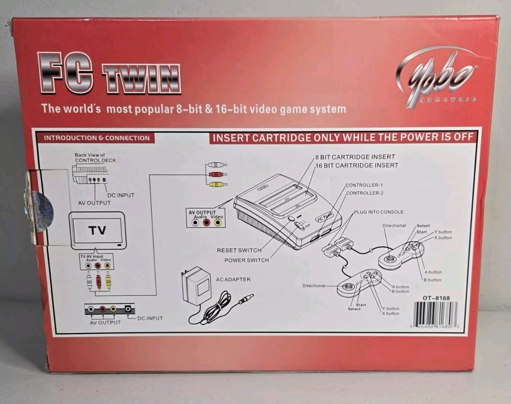 Yobo Gameware FC Twin Nintendo NES & SNES Dual Video Game Console OT-8168 New