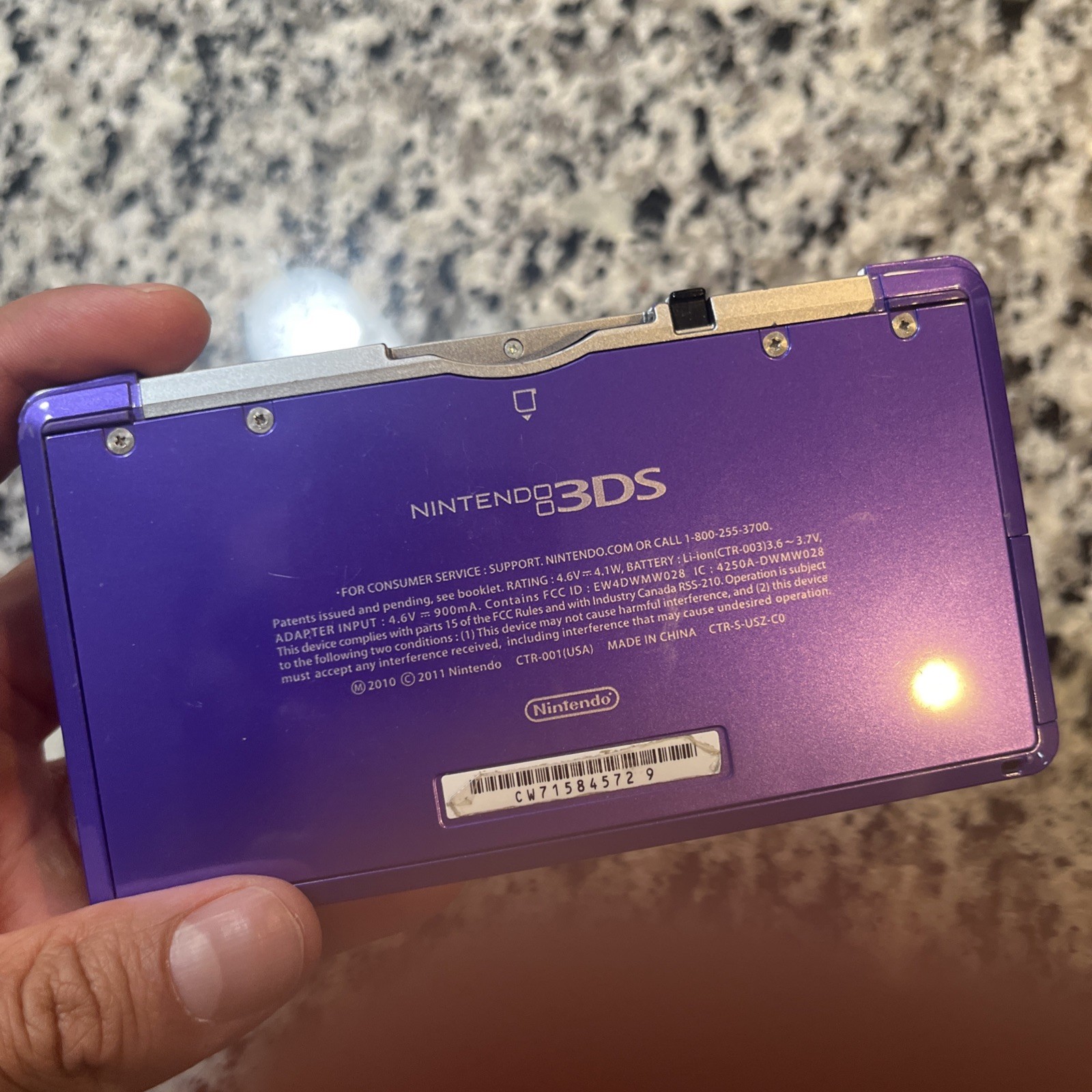 Nintendo 3DS Midnight Purple Portable Gaming Console W/ Sonic Game