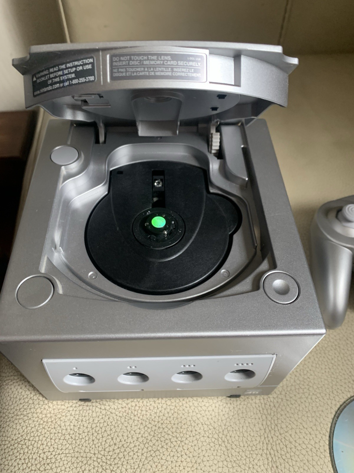 Nintendo GameCube DOL-001 Console Platinum With 3 Games, Cords And Controller.