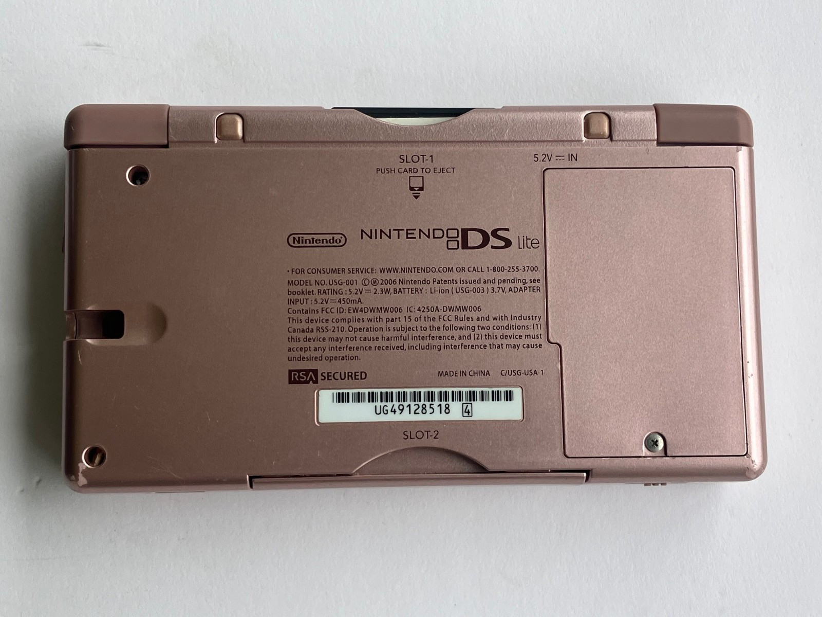 Metallic Rose Pink Nintendo DS Lite Console + Case + Game – No Stylus or Charger