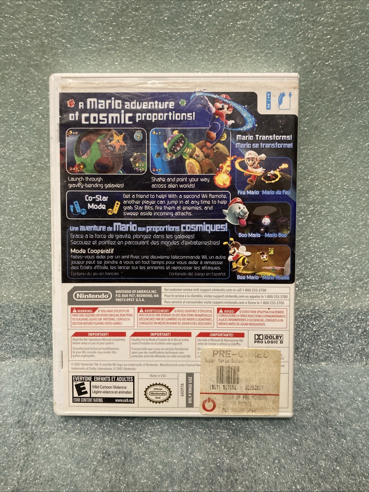 Nintendo Wii Console RVL-101 Black With Mario Galaxy 1 2