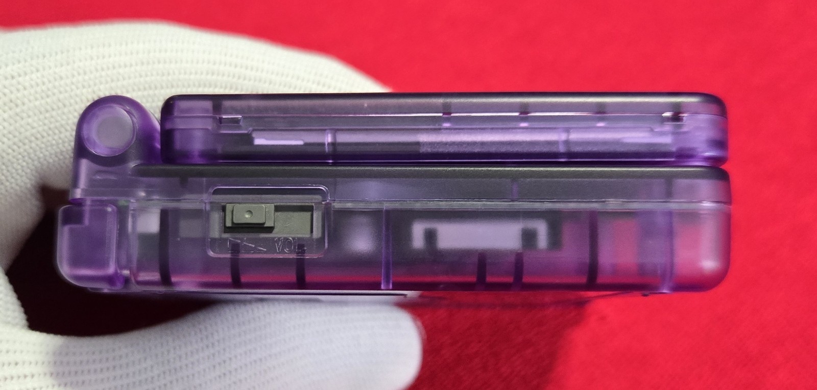 Clear Purple GameBoy Advance SP – IPS Bright LCD + USB-C Charging + New Battery