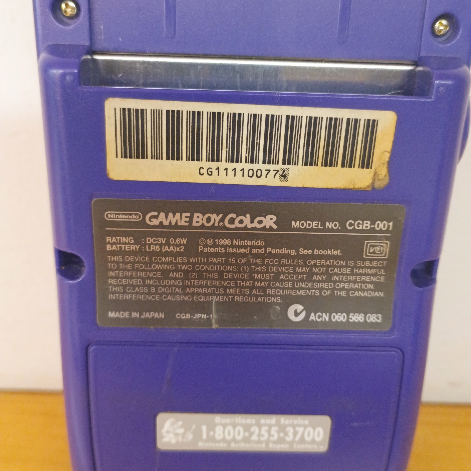Grape Purple Nintendo Gameboy Color CGB-001 Tested And Working