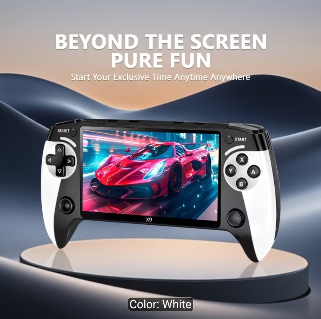 X9 5.5″ Screen Retro Handheld Game Console, HDMI USB TV Output White/Black