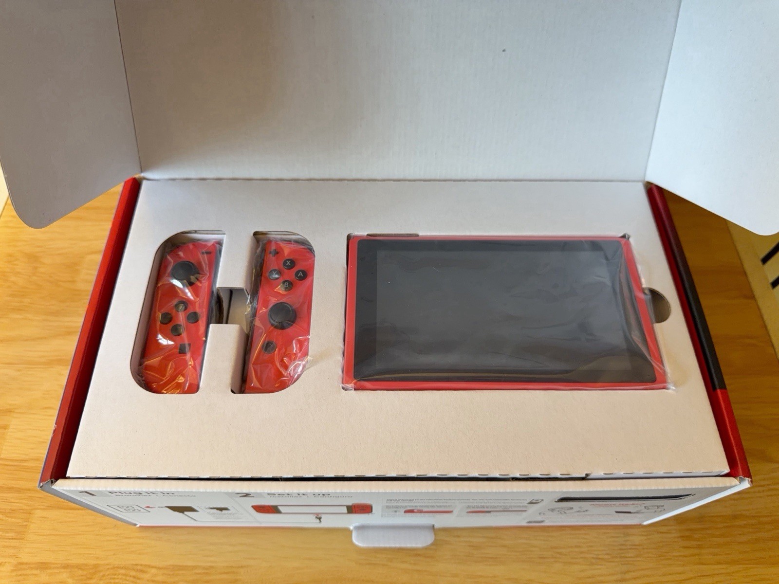 Nintendo Switch Mario Red & Blue Limited Edition Console 128 GB Mushroom SD Card