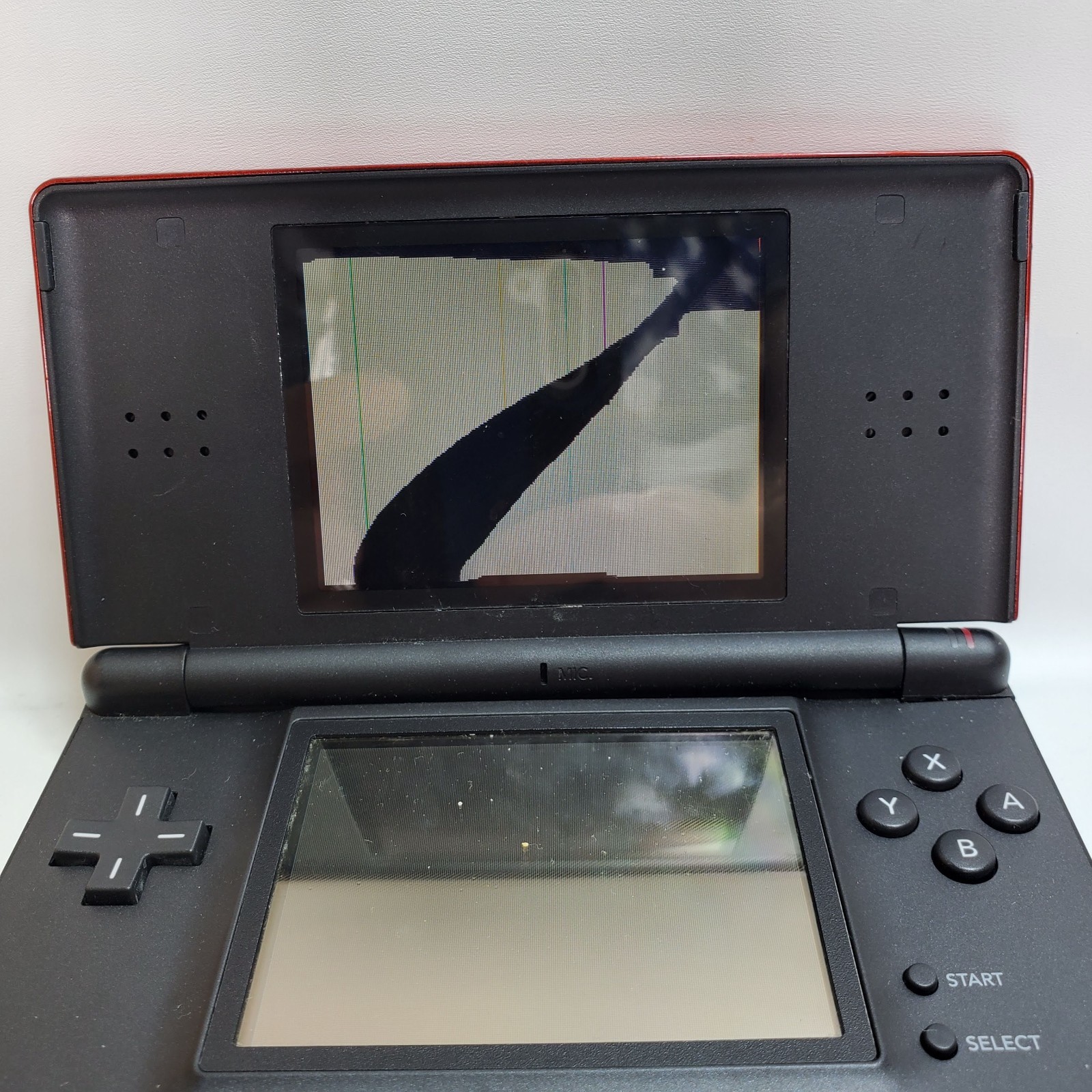 Nintendo DS Lite Handheld Game Console Red Black USG-001 For Parts Or Repair
