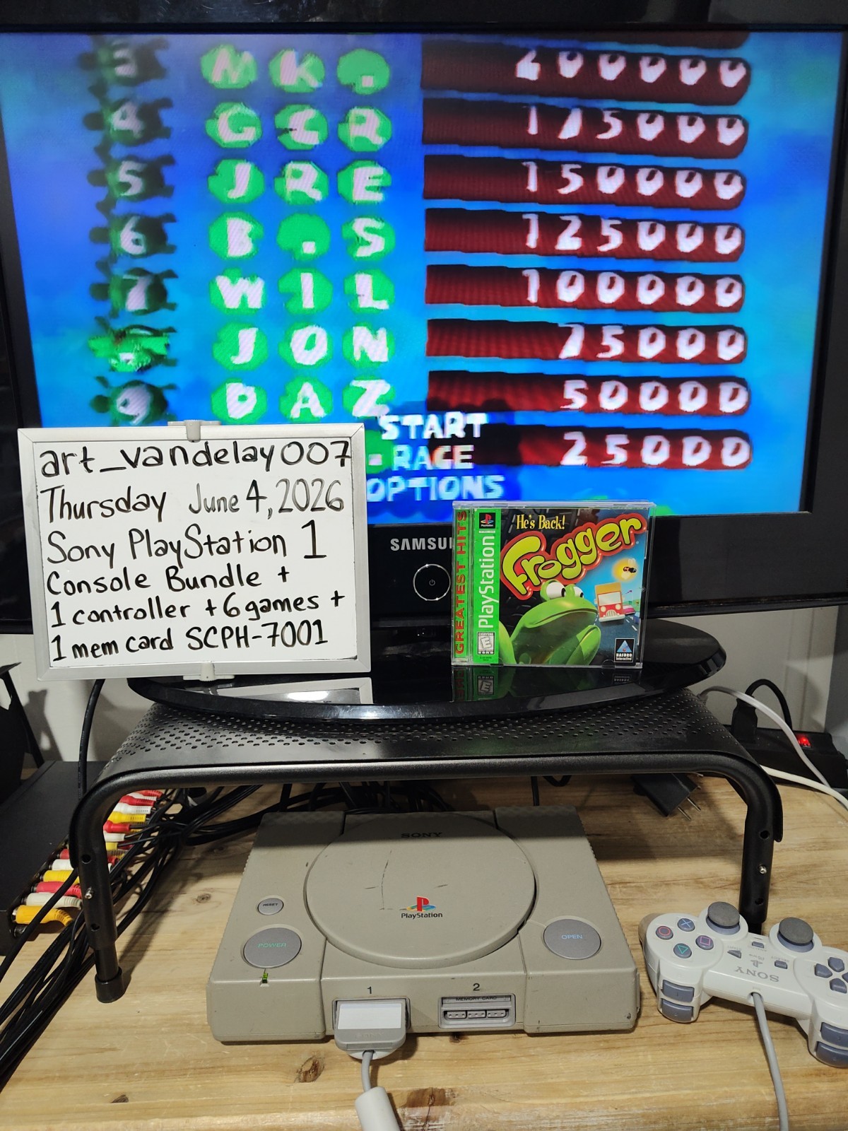 Sony PlayStation 1 Bundle SCPH-7001 + 1 Controller + 6 Games + Mem Card* Tested!