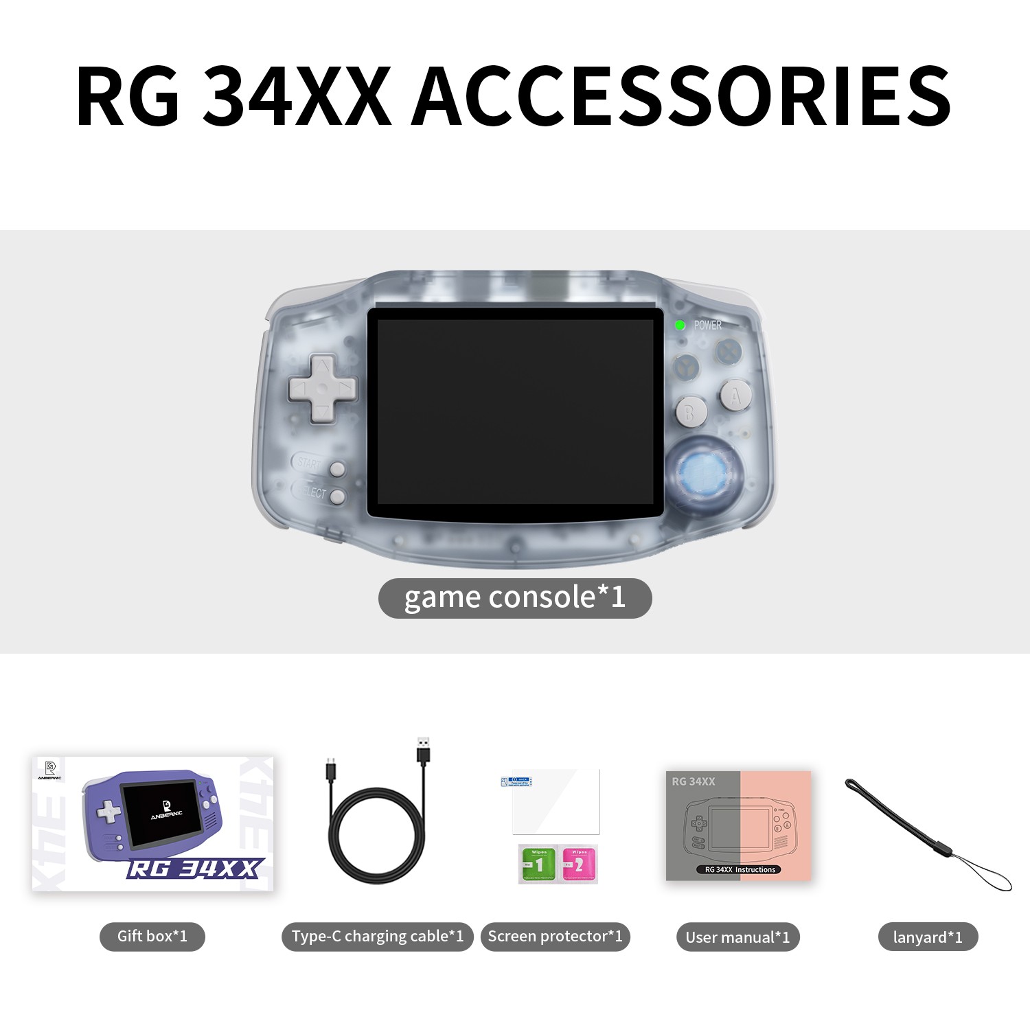 ANBERNIC RG34XX Retro Handheld Game Console 3.4″ IPS Screen Video Gaming Player