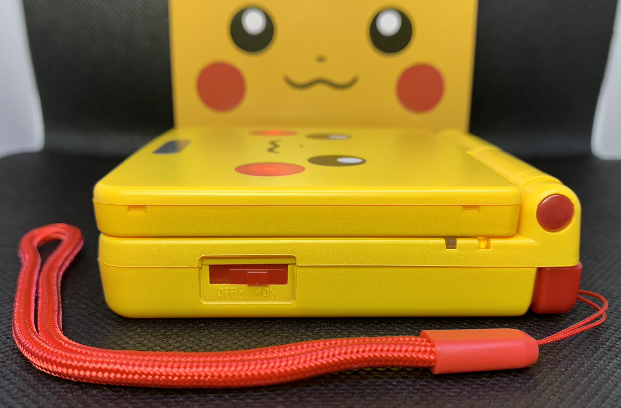 Pikachu GBA SP Gameboy Advance SP IPS V2 Bundle – Charger,Game,Yellow LED&Cheeks