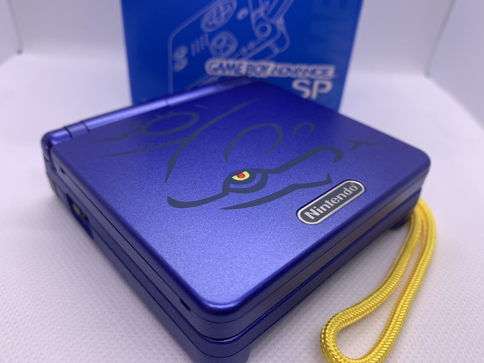 Kyogre GBA SP Gameboy Advance SP IPS V2 – Charger, Custom Power LED & EYE
