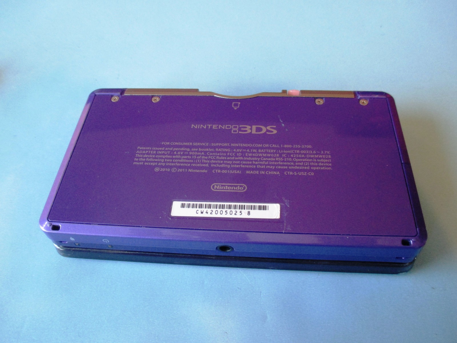 Nintendo 3DS Midnight Purple System w/Charger FREE Shipping!