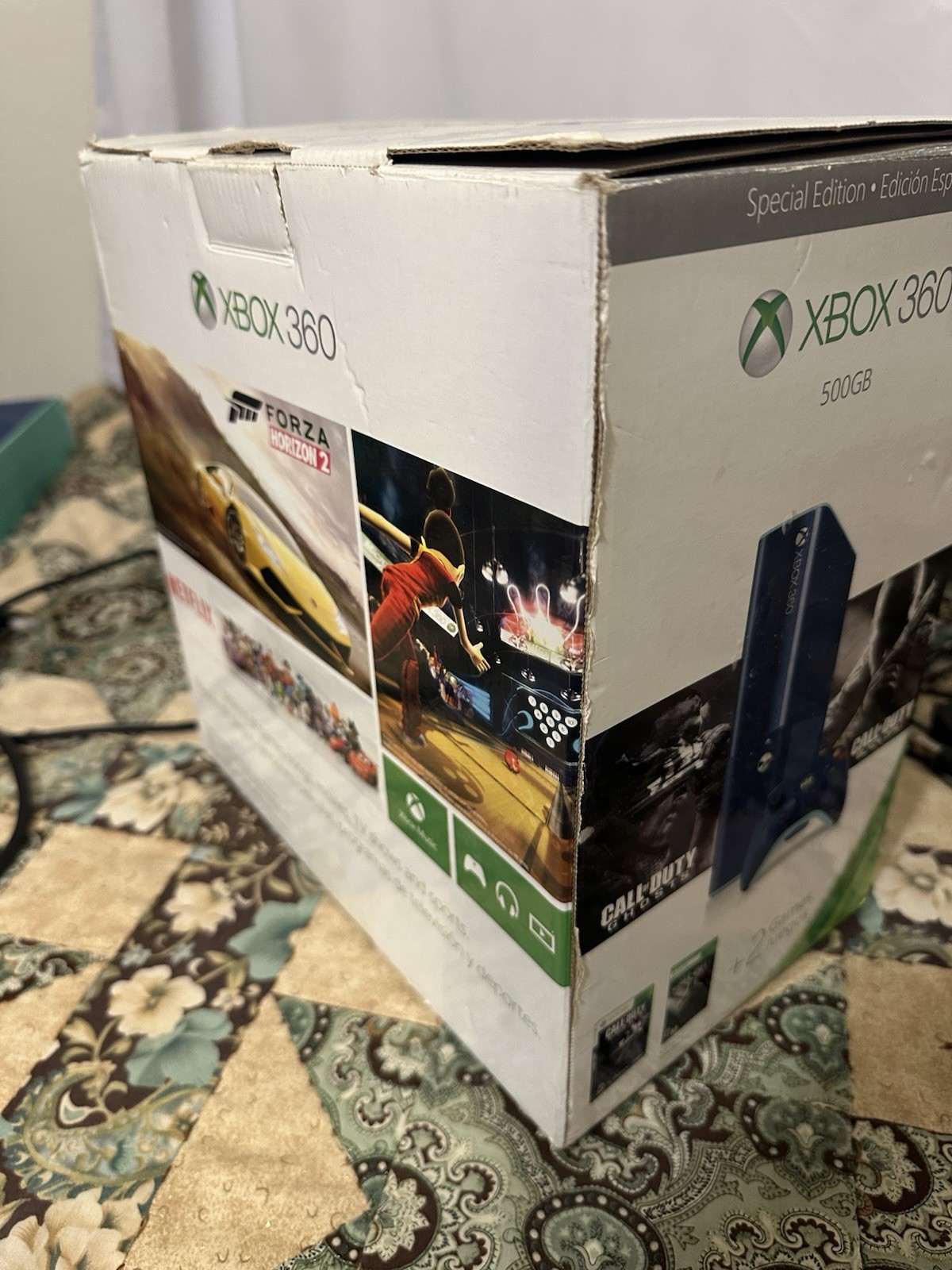 Xbox 360 E Special Edition 500GB Blue Console Near Cib Lot Read Description