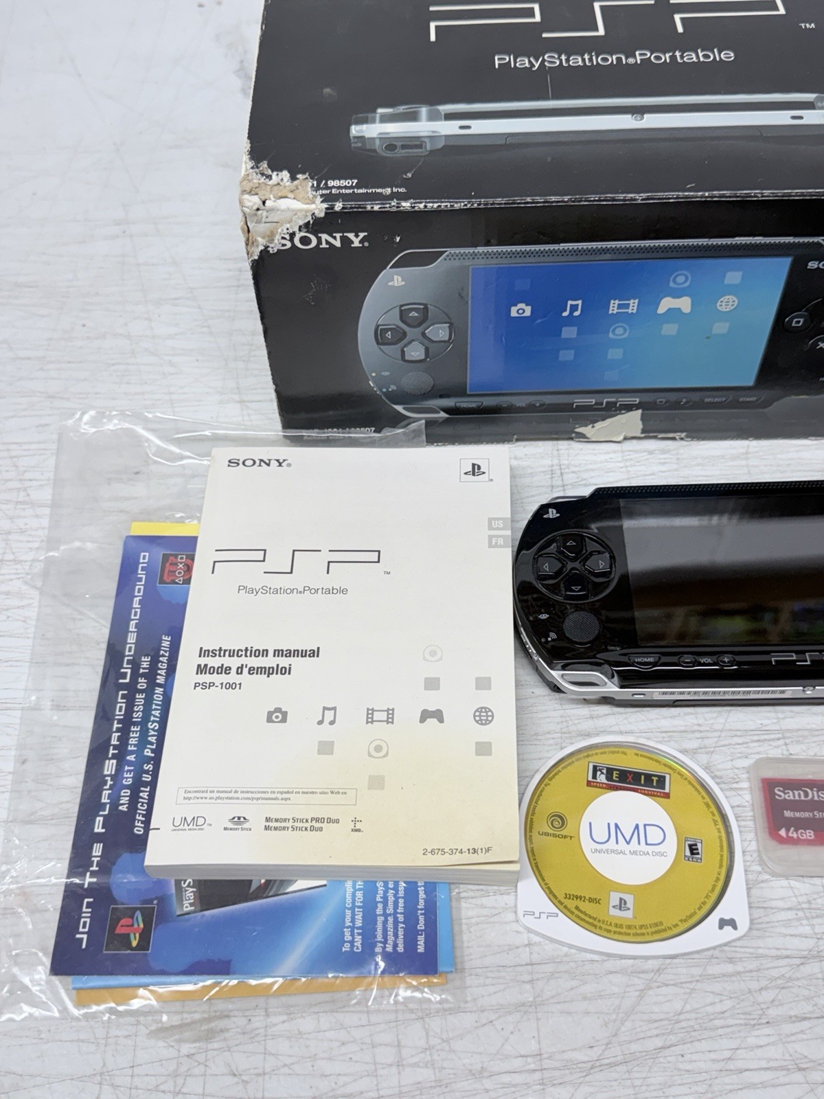 Sony PSP PlayStation Portable Black Console Model 1001 w/ Original Box – Tested