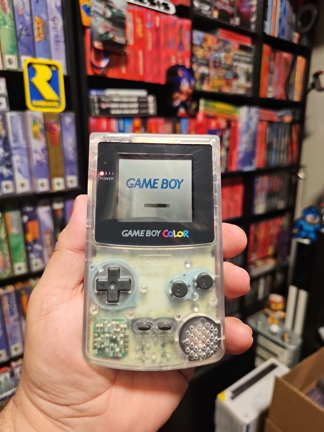 Nintendo Game Boy Color Clear Console GBC Custom Build Needs TLC w/ Yellow Shell