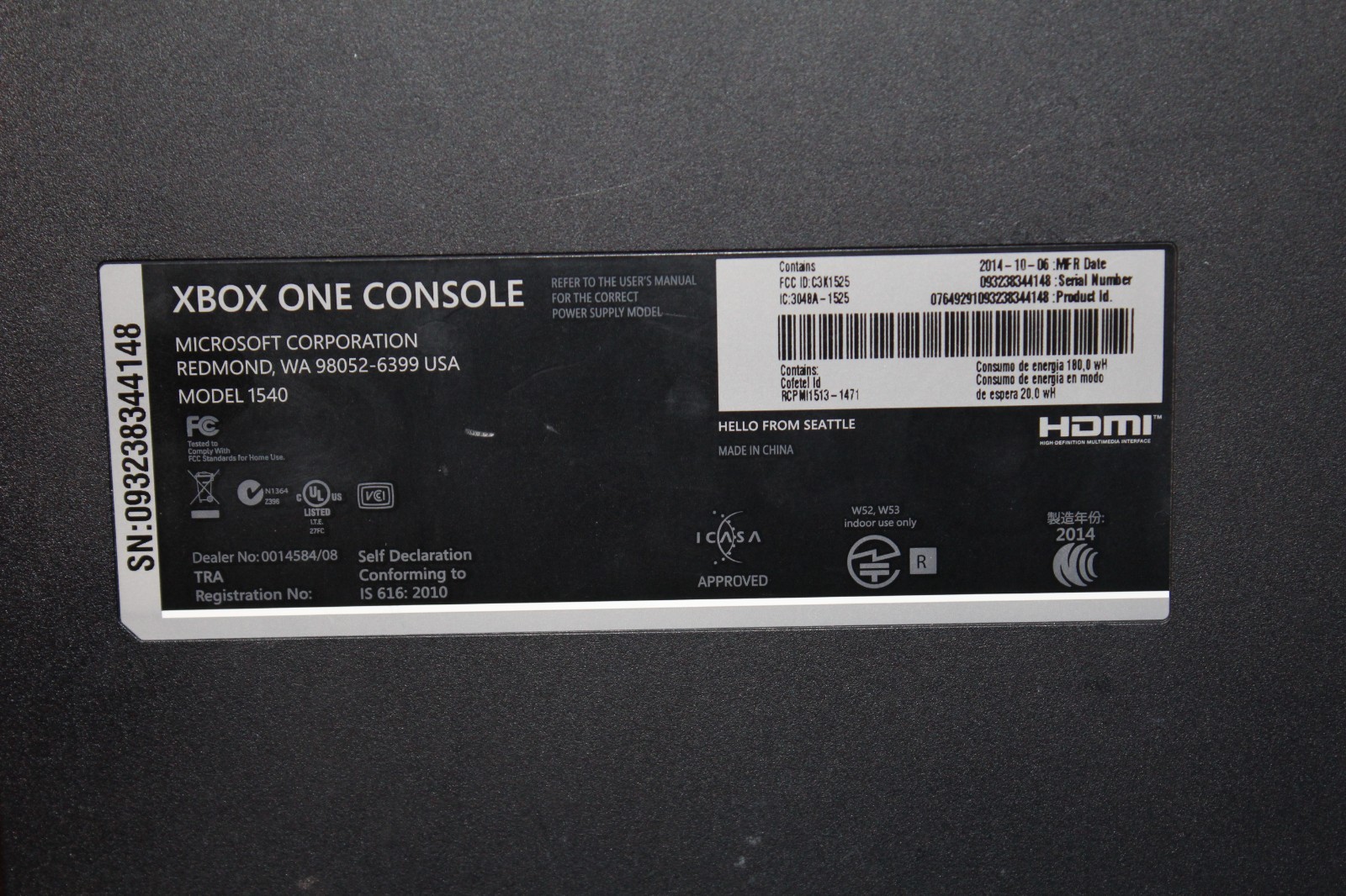 Microsoft Xbox One 500GB 1540 Black – Console Only – TESTED – AO4076101