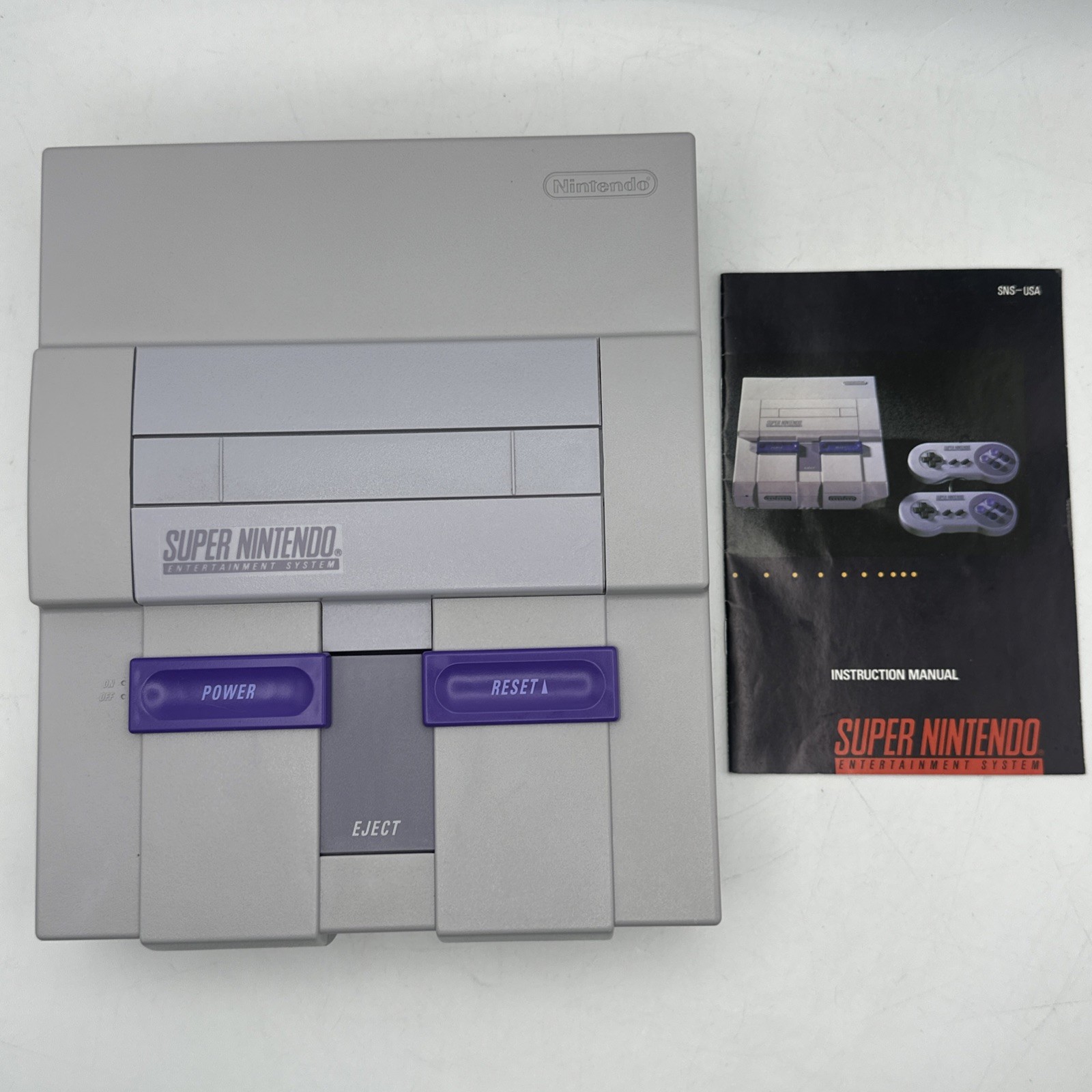 Super Nintendo SNES Console SNS-001 + Manual OEM Cables 2 Controllers & Game