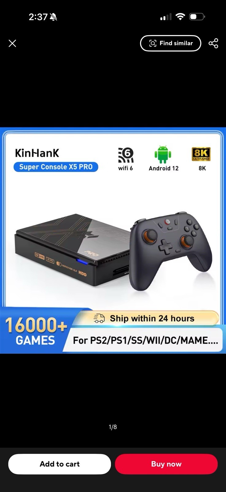 KinHank Super Console X5 PRO Game Console 8K UHD Wi-Fi Black