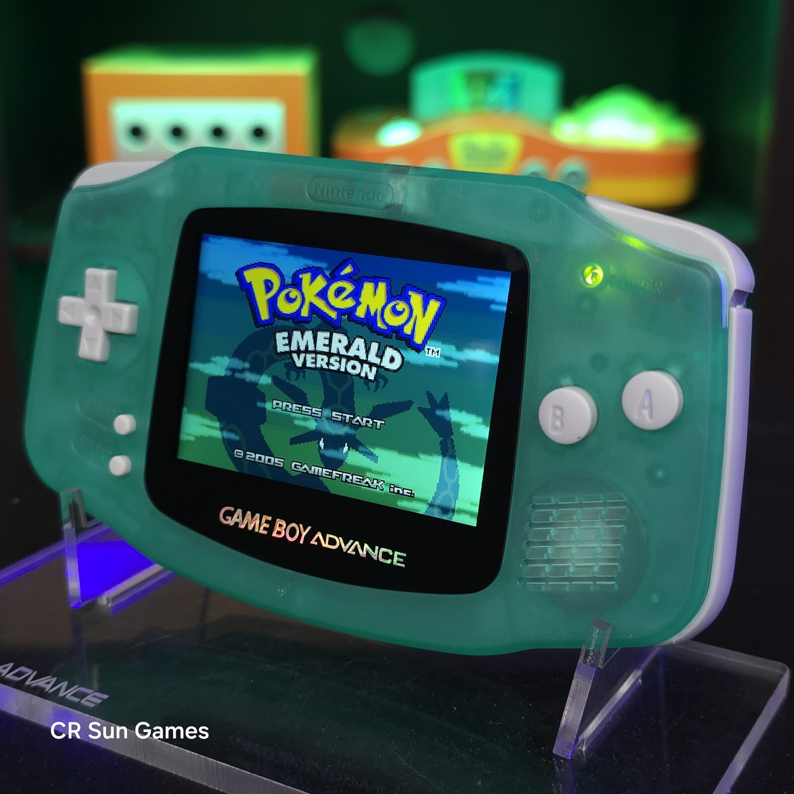 Teal Glow In The Dark GameBoy Advance GBA Console with iPS Backlight LCD MOD