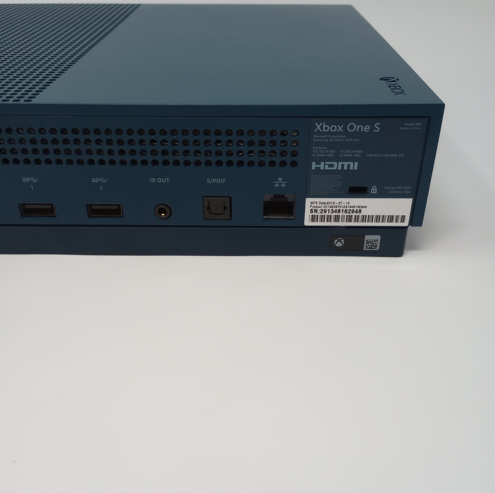 Teal Xbox One S Console Only Model 1681 TESTED WORKS!