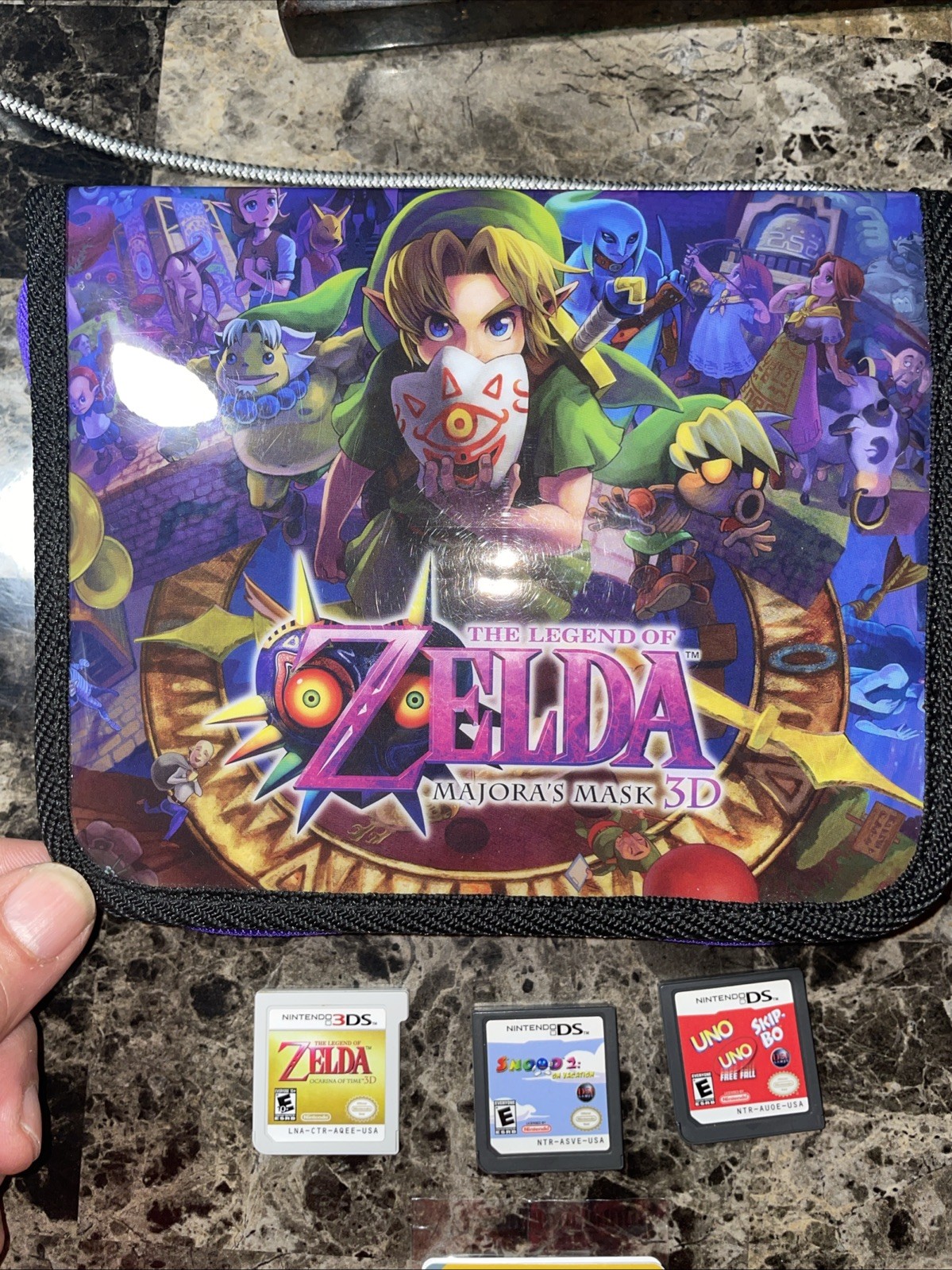 Nintendo Mario Kart 7 4GB Video Game Console – Blue W/3games Zelda Snood UNO