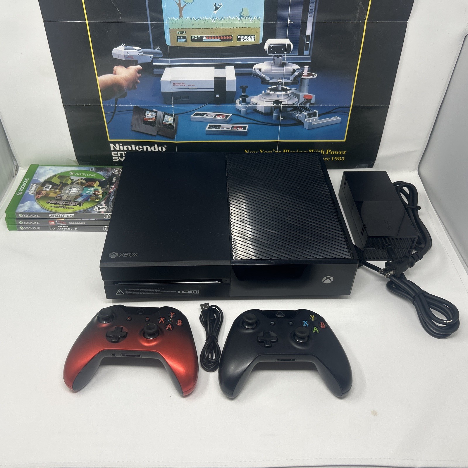 Microsoft Xbox One 500GB Black Console Lot + Controllers + 4 Games Tested Works