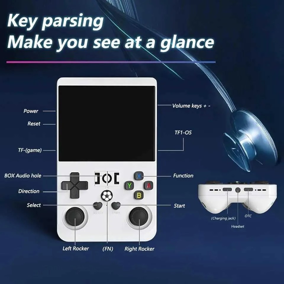 R36s Pro Retro Handheld Game Console, 3.5in IPS , 128GB Preloaded with 40000+Cla