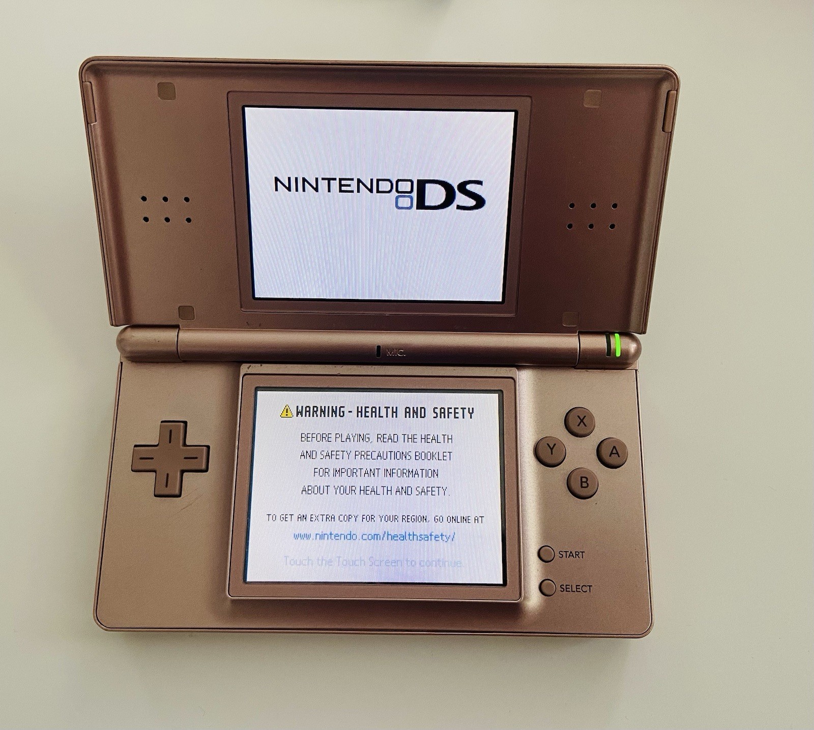 Nintendo DS Lite Metallic Rose Gold Console w/HP Stylus Charger + 4 Games Lego
