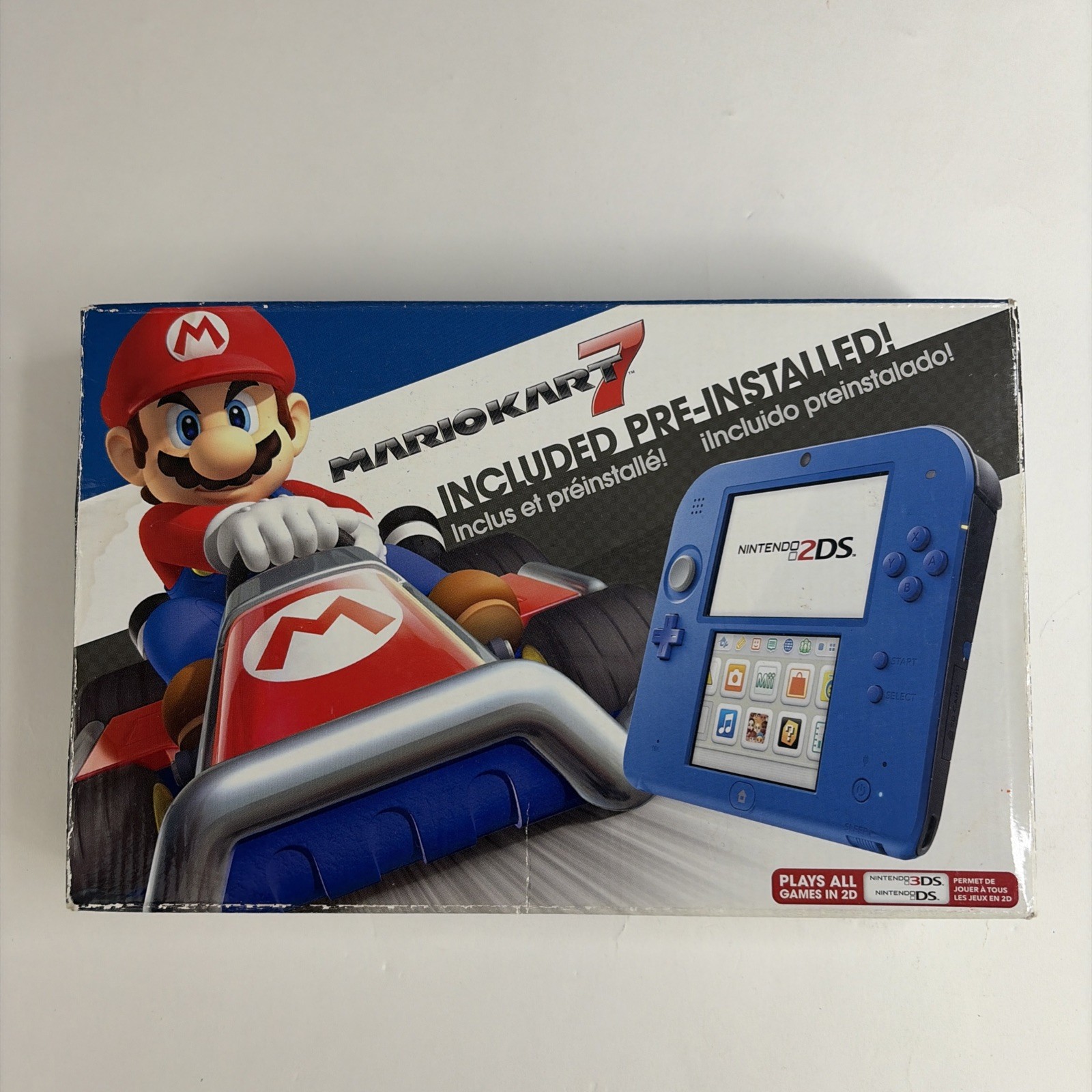 Nintendo 2DS Blue Black System In Original Box W/Charger Stylus US Model