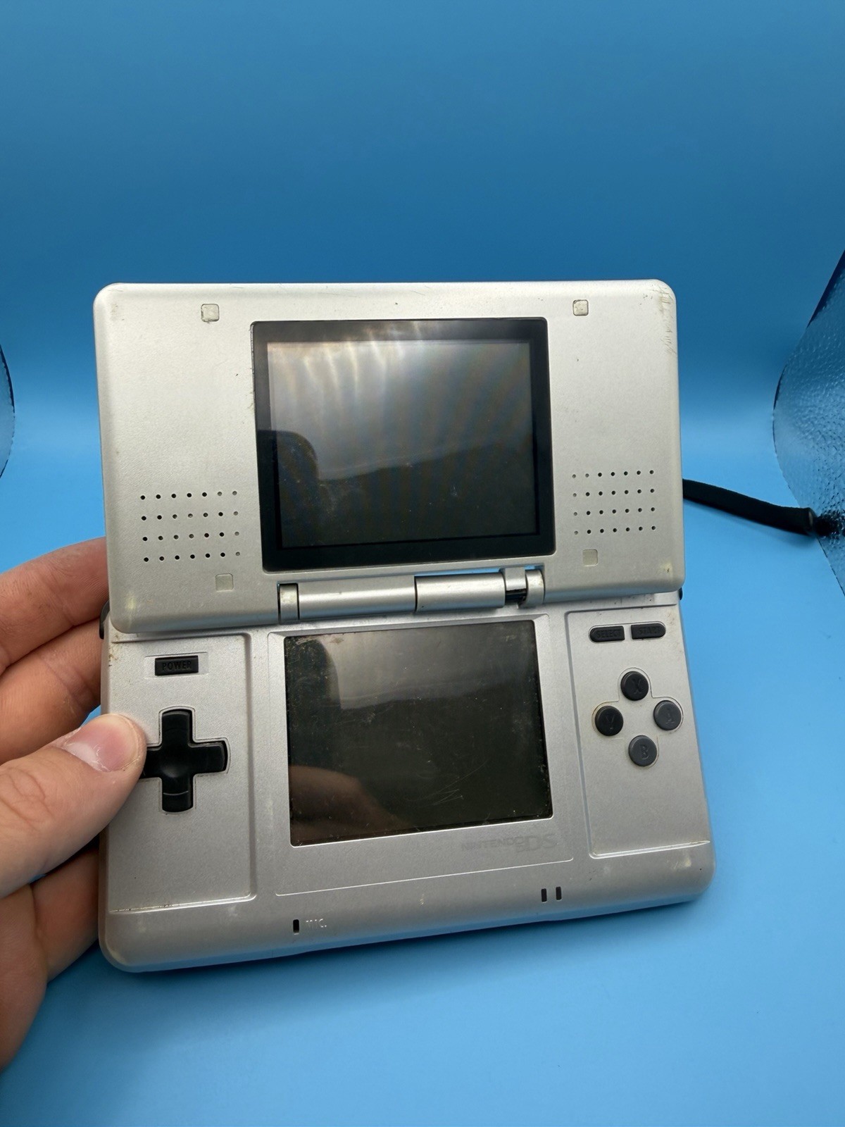 Nintendo DS Titanium Game Console Handheld Tested Cracked Shell
