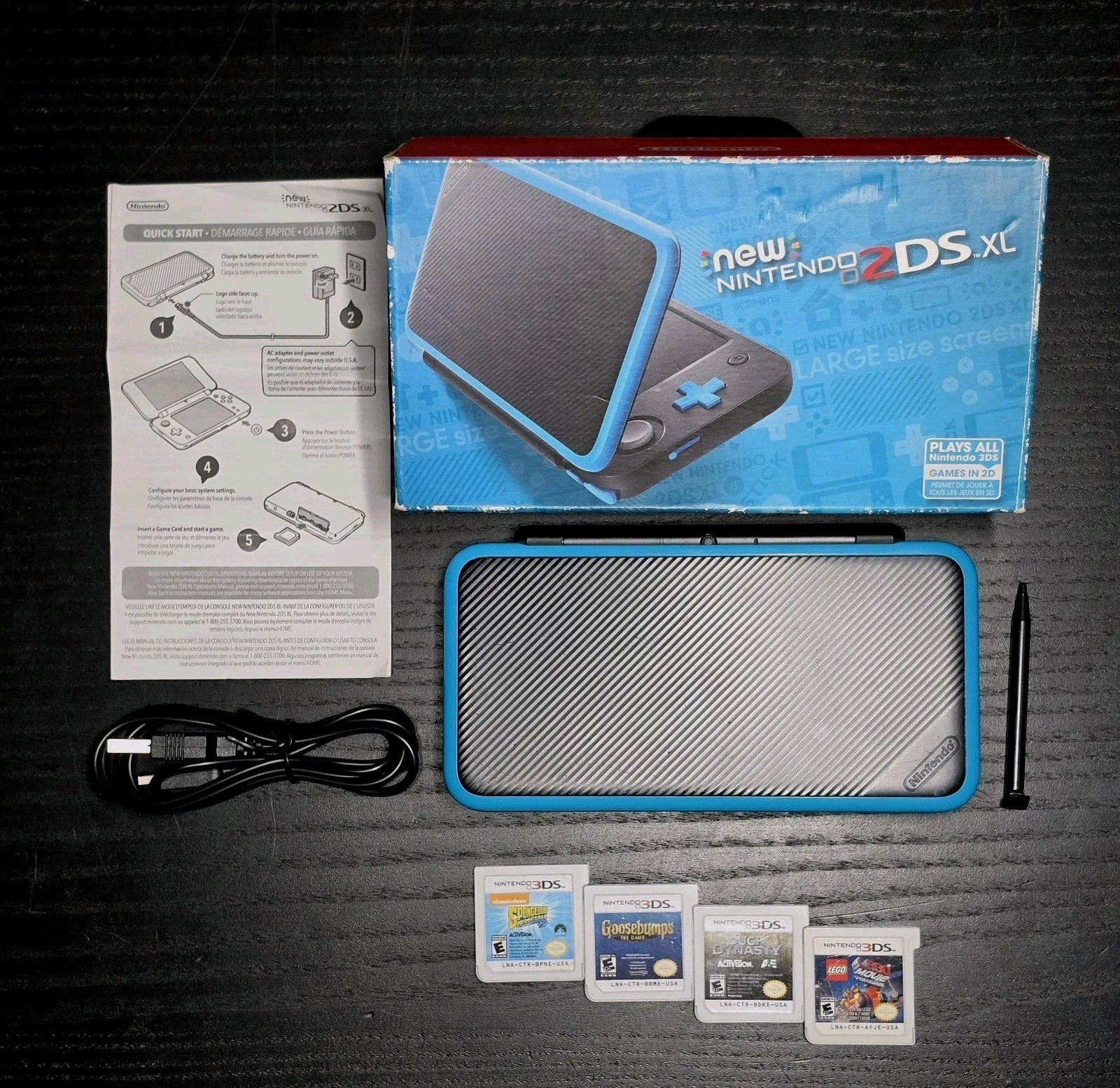 New Nintendo 2DS XL System (W/Box W/4 Games) -Tested & Working- !!READ!!