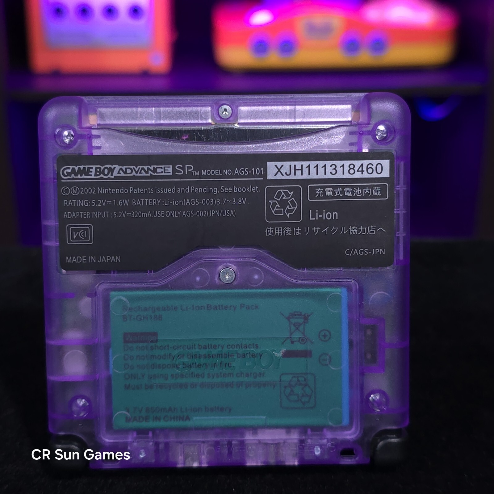 Clear Purple Nintendo Game Boy Advance GBA SP IPS MOD Adjustable Brightness