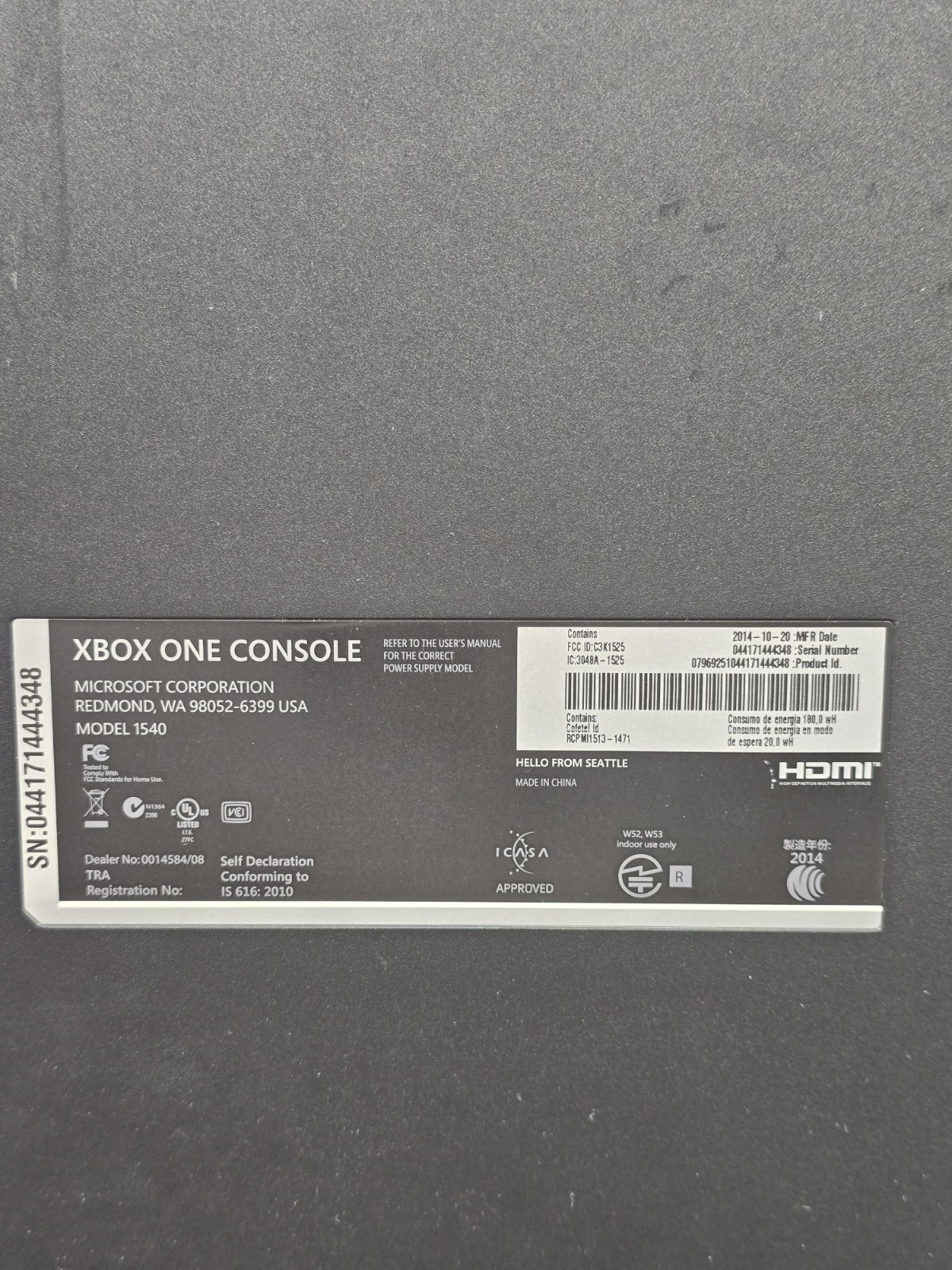Microsoft Xbox One Black 500GB Console Only with 5 games Tested and Working 1540