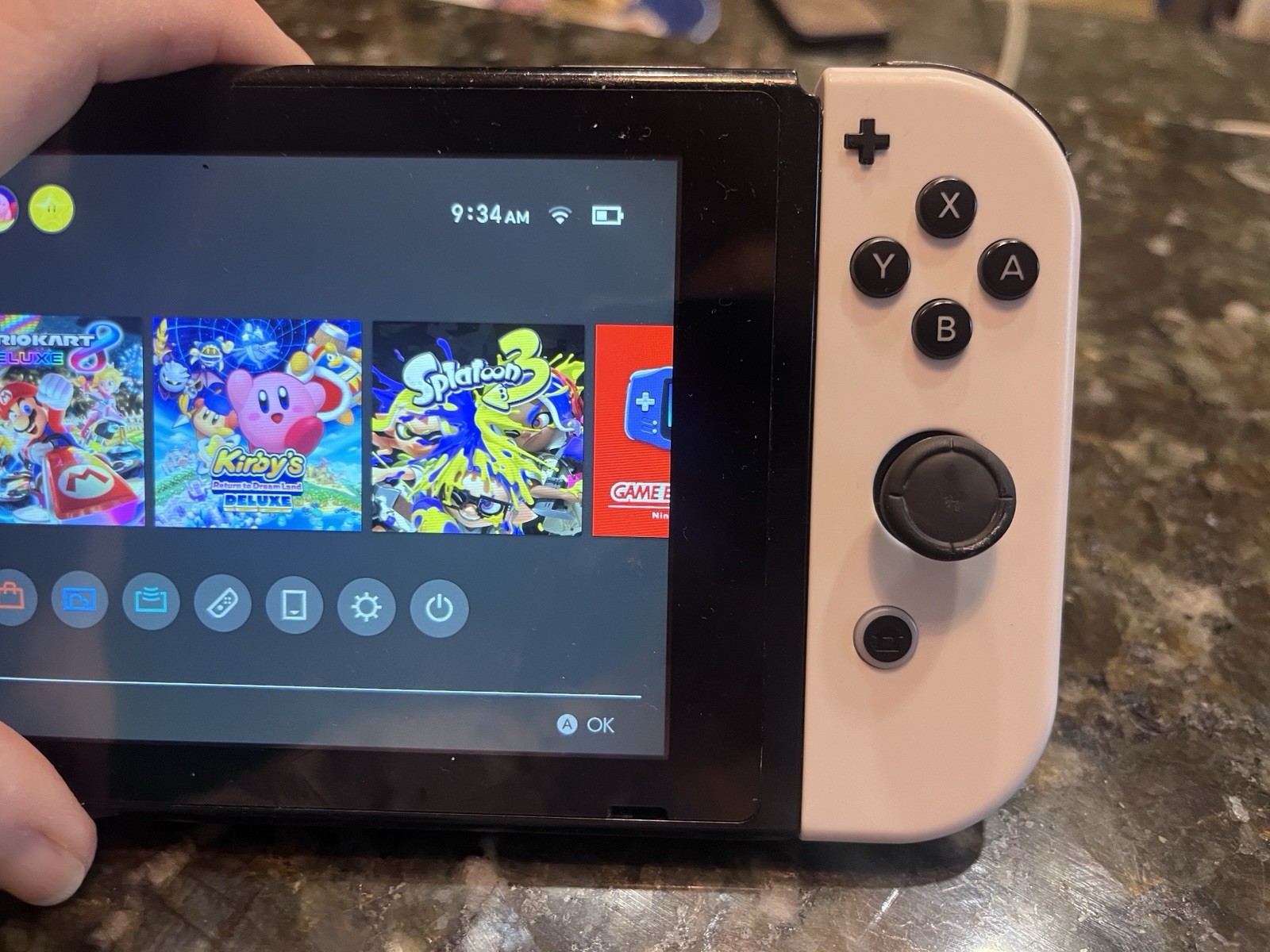 Nintendo Switch White Joy-Con Controller, Charger, With Three Mario Game Bundle