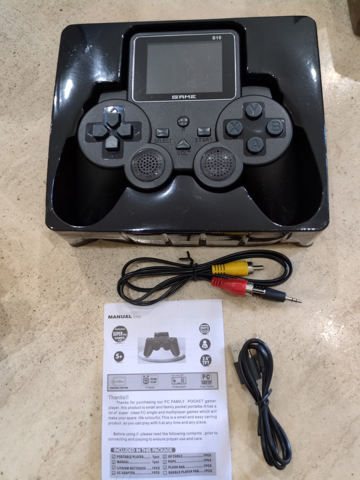 S10 Handheld Gamepad Controller Video Game Player, Black, 520 Built-In Games