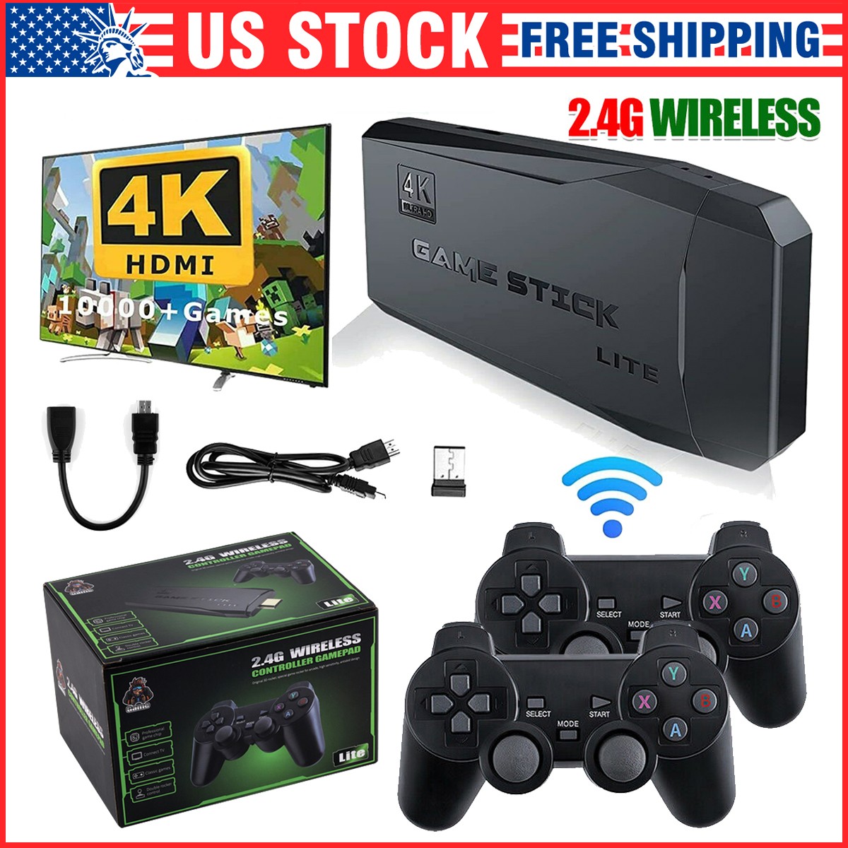 X2 PRO 256G 58000+ Games 4K Game Stick 3D HD Retro Video Game Console Wireless