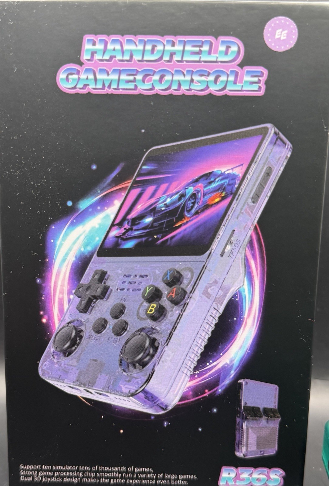 R36S Handheld Game Console 64GB Transparent Green Rechargeable New Open Box
