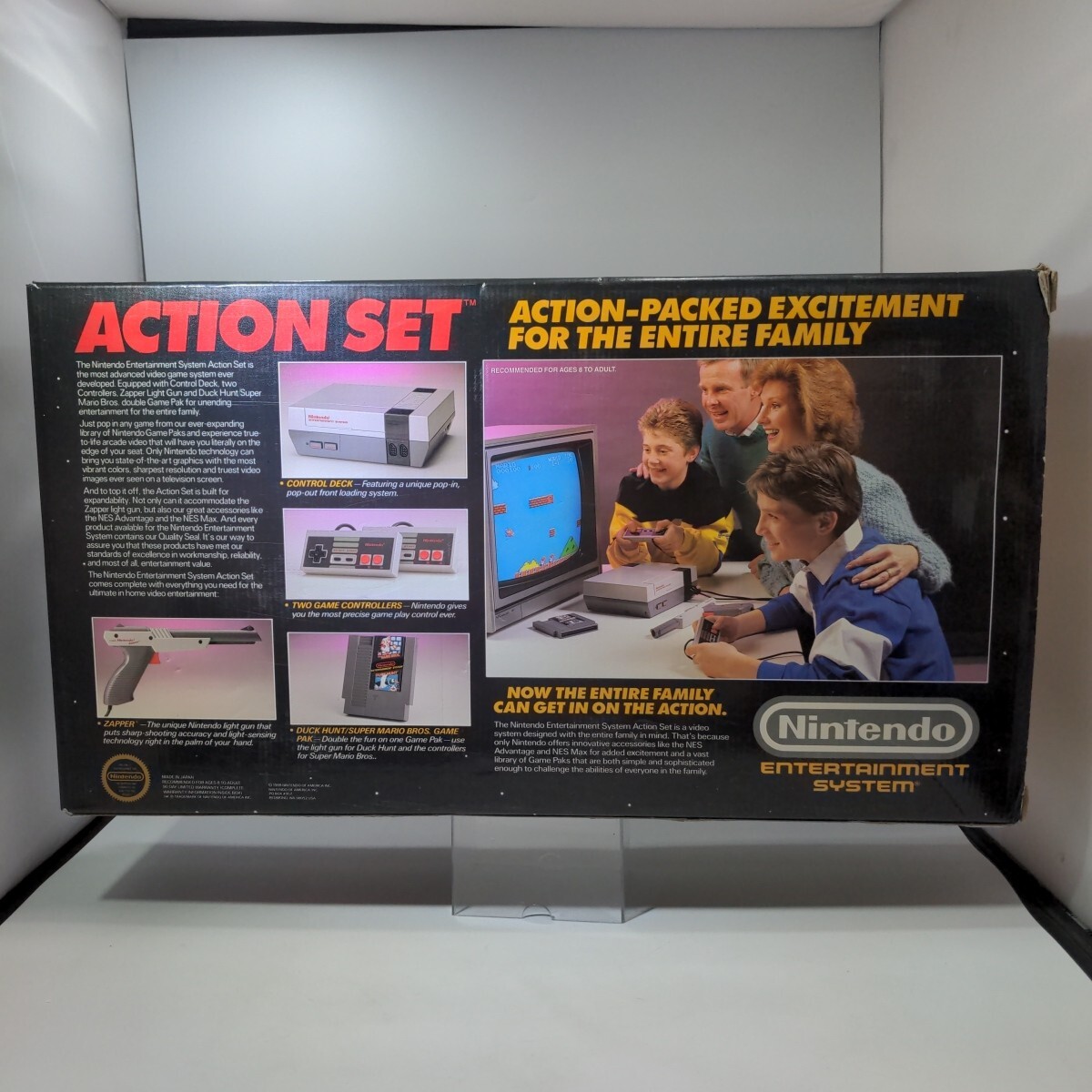 1988 Nintendo Entertainment System NES Action Set w/ Box Console Gray Zapper CIB