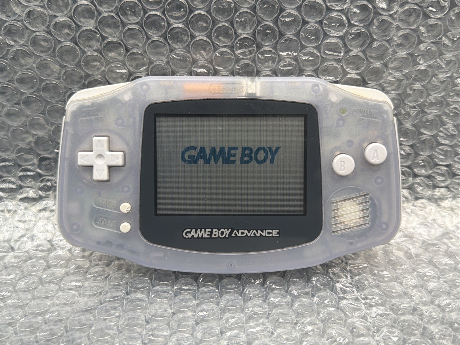 Nintendo Game Boy Advance Console System Clear Glacier Works No Battery Cover!