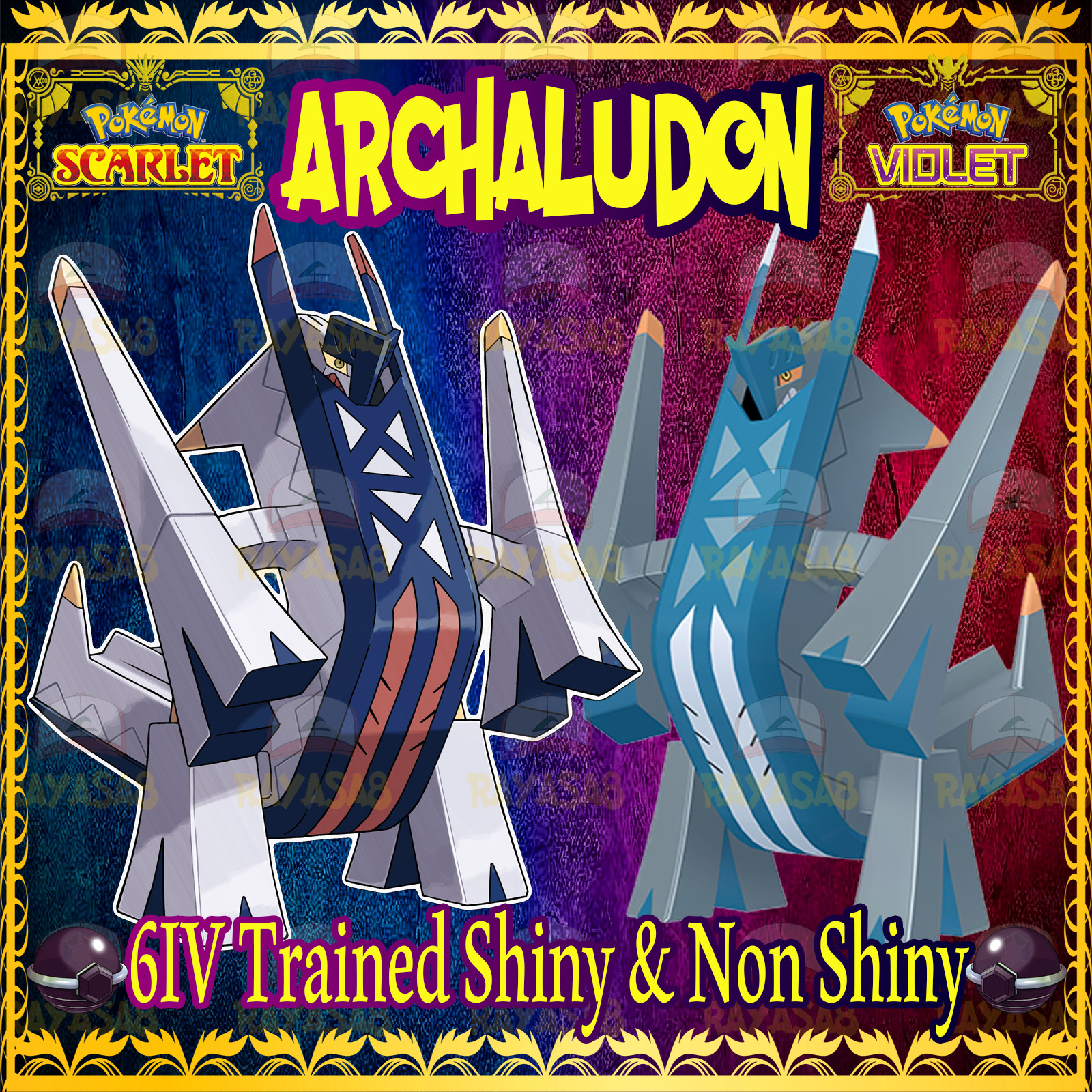 Pokemon Scarlet & Violet Archaludon 6IV 🌟Shiny🌟 & Non Shiny Best Stats Home
