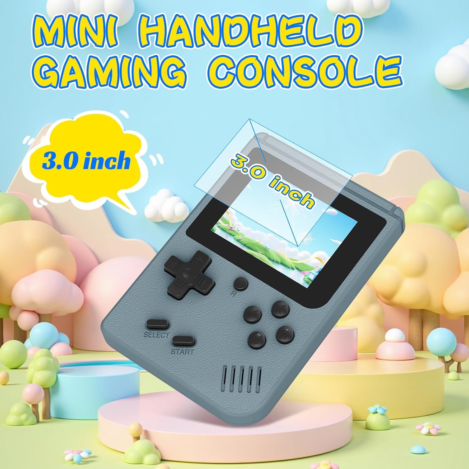 Gray Retro Handheld Game Console 400 Classic Games 3.0 Inch IPS Screen