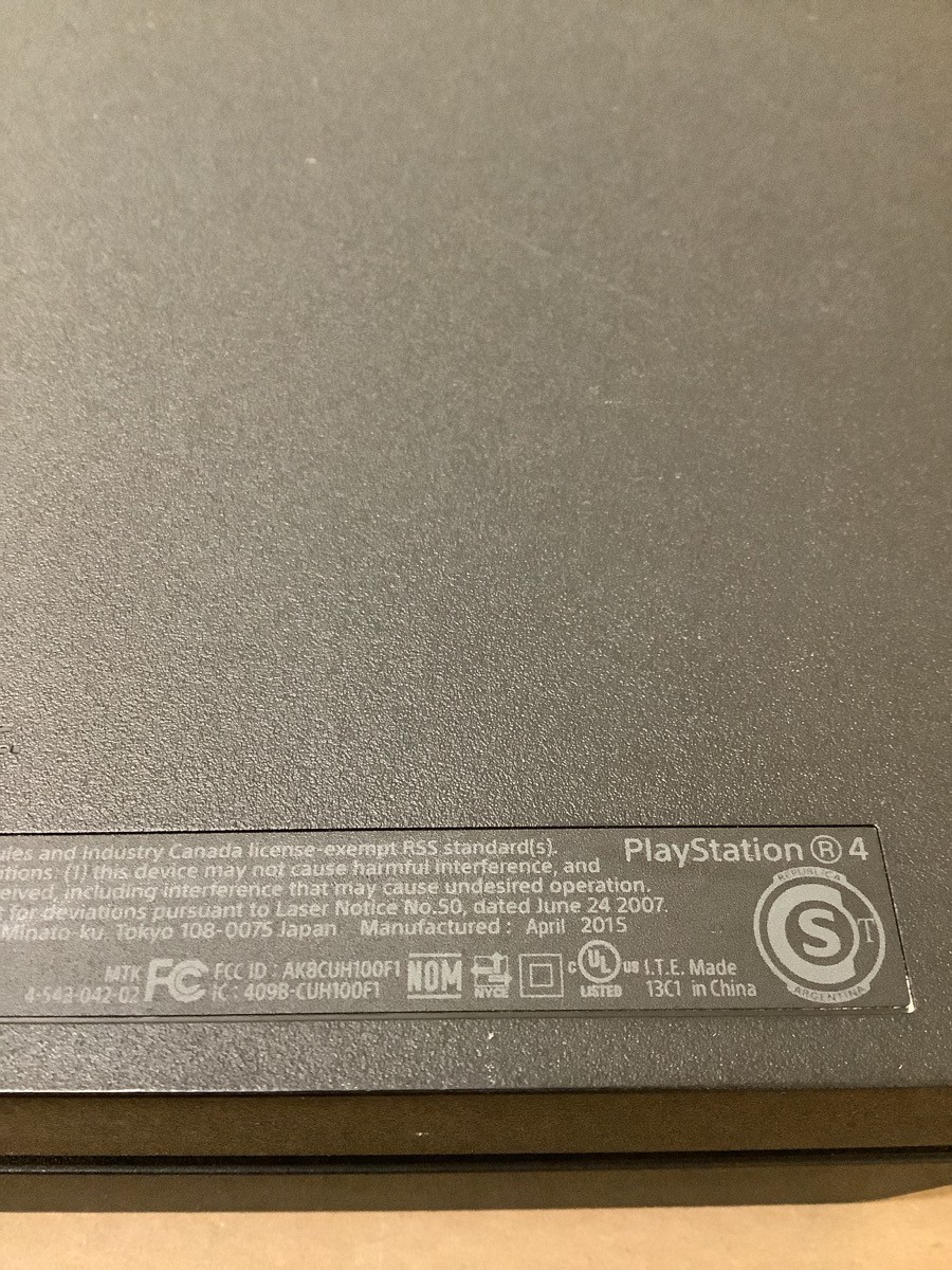 PS4 GAMES SONY CUH-1115A, #MB338780308; BLK PS4 SYS (NO ACC) 500GB (207581-1)