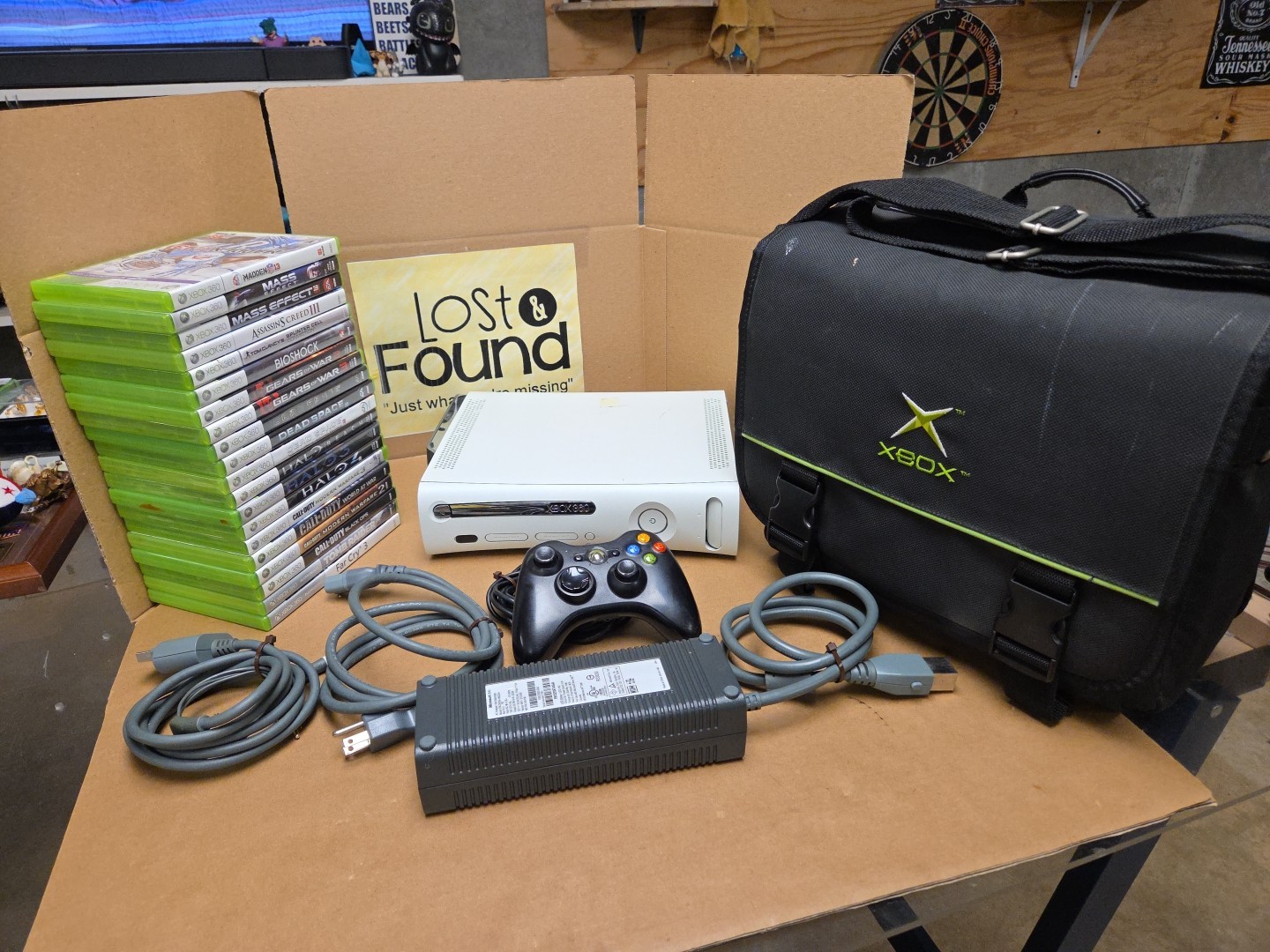 Microsoft Xbox 360 Console 20GB Bundle Controller Cords 20 Games Bag *TESTED
