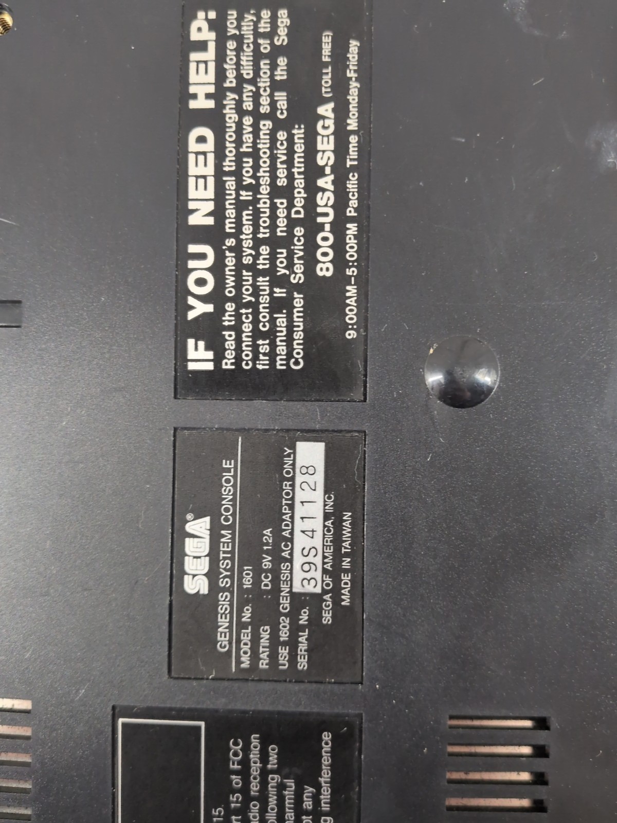 Original SEGA GENESIS Console MK-1601 System + Controller Cords 3 Games Tested
