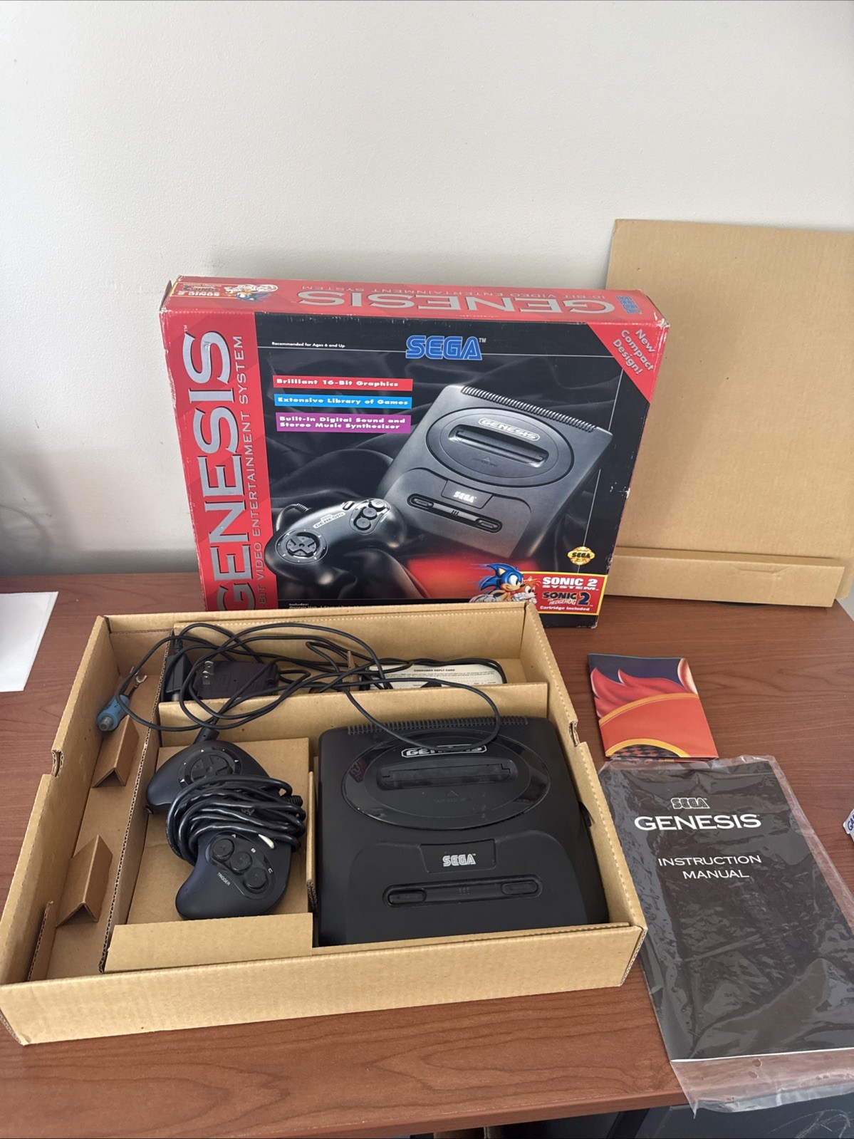 Sega Genesis Console 16 Bit System In Box w/ Controller Manual and Cables