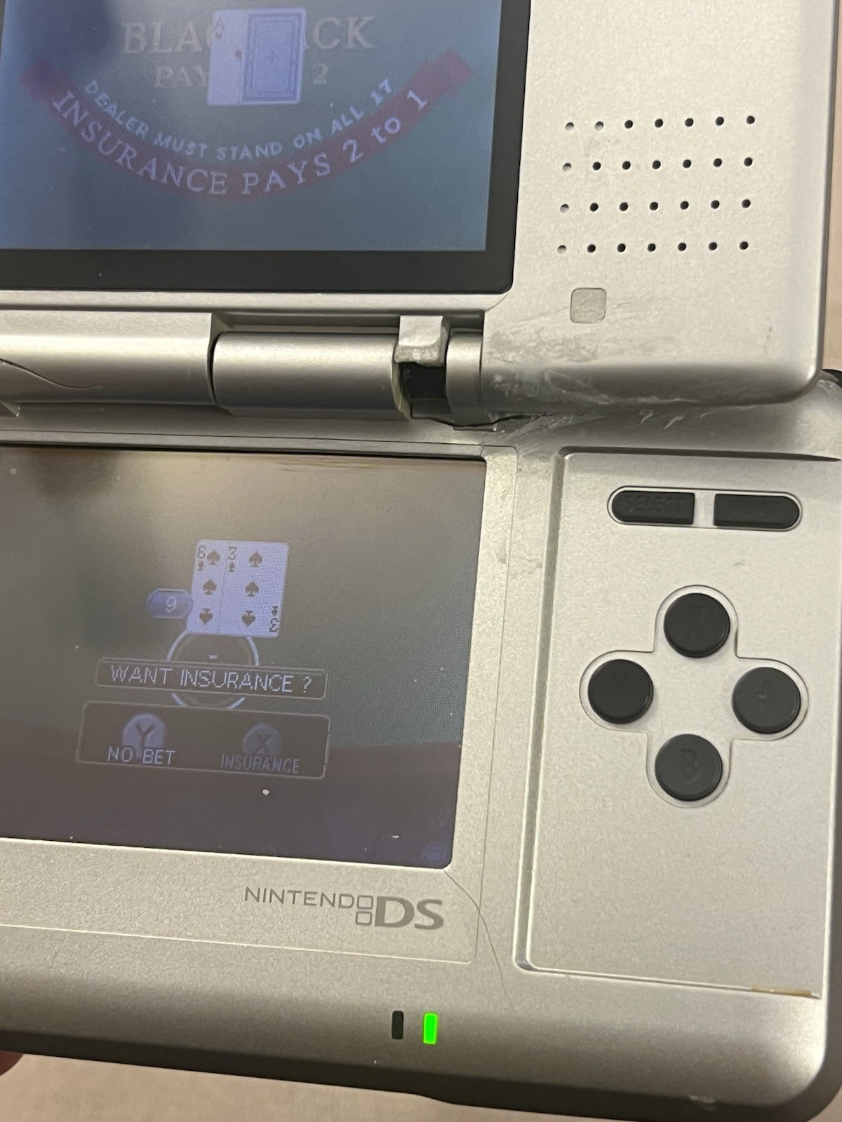 Nintendo DS NTR-001 Console Titanium Silver Tested Works Broken Hinge