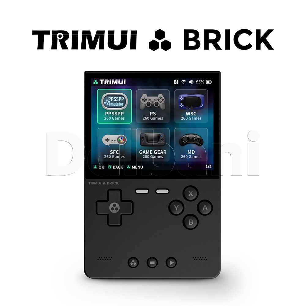 TrimUI Brick Black Open Source Handheld Game Console with 64GB