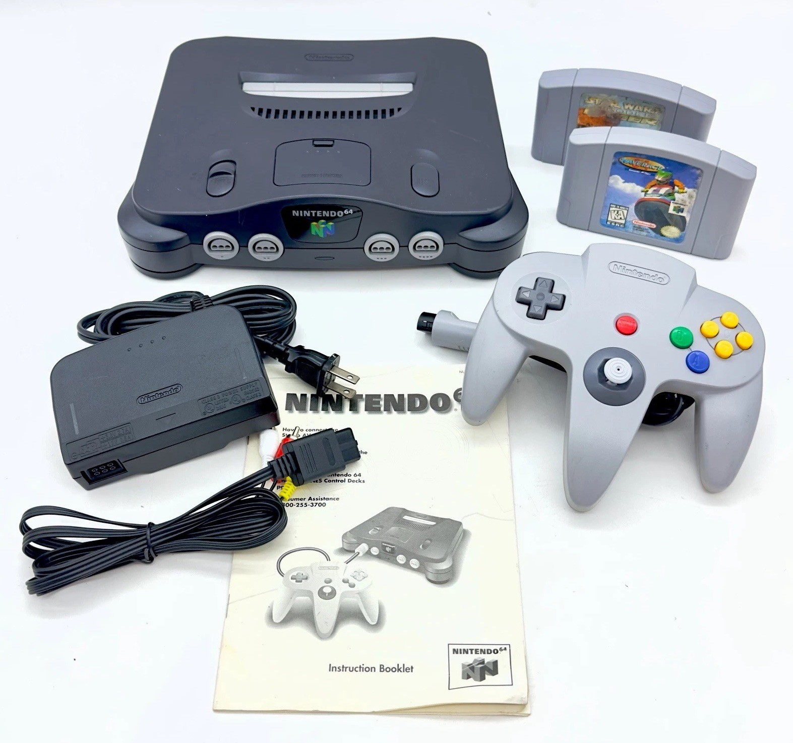 Nintendo 64 N64 Console Bundle NUS-001 Japan TESTED Controller 2 Games Manual